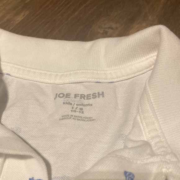 New: Joe Fresh boys dress tshirt with button in white and blue (large 10-12) - Picture 3 of 6